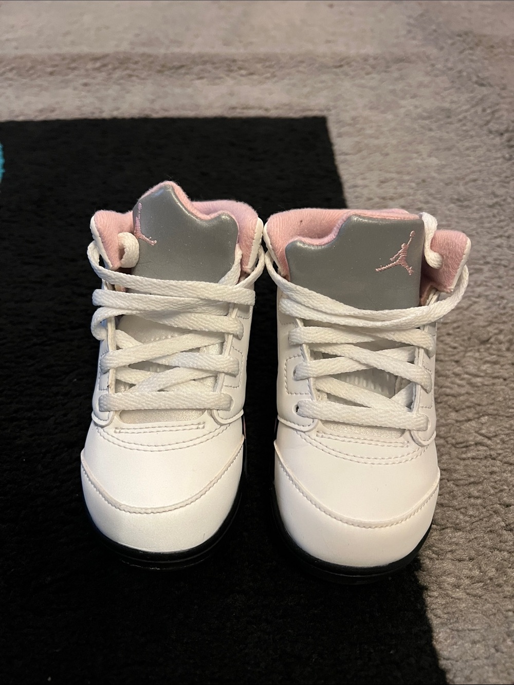 Toddler White and Pink Athletic Shoes - Jordan Style
